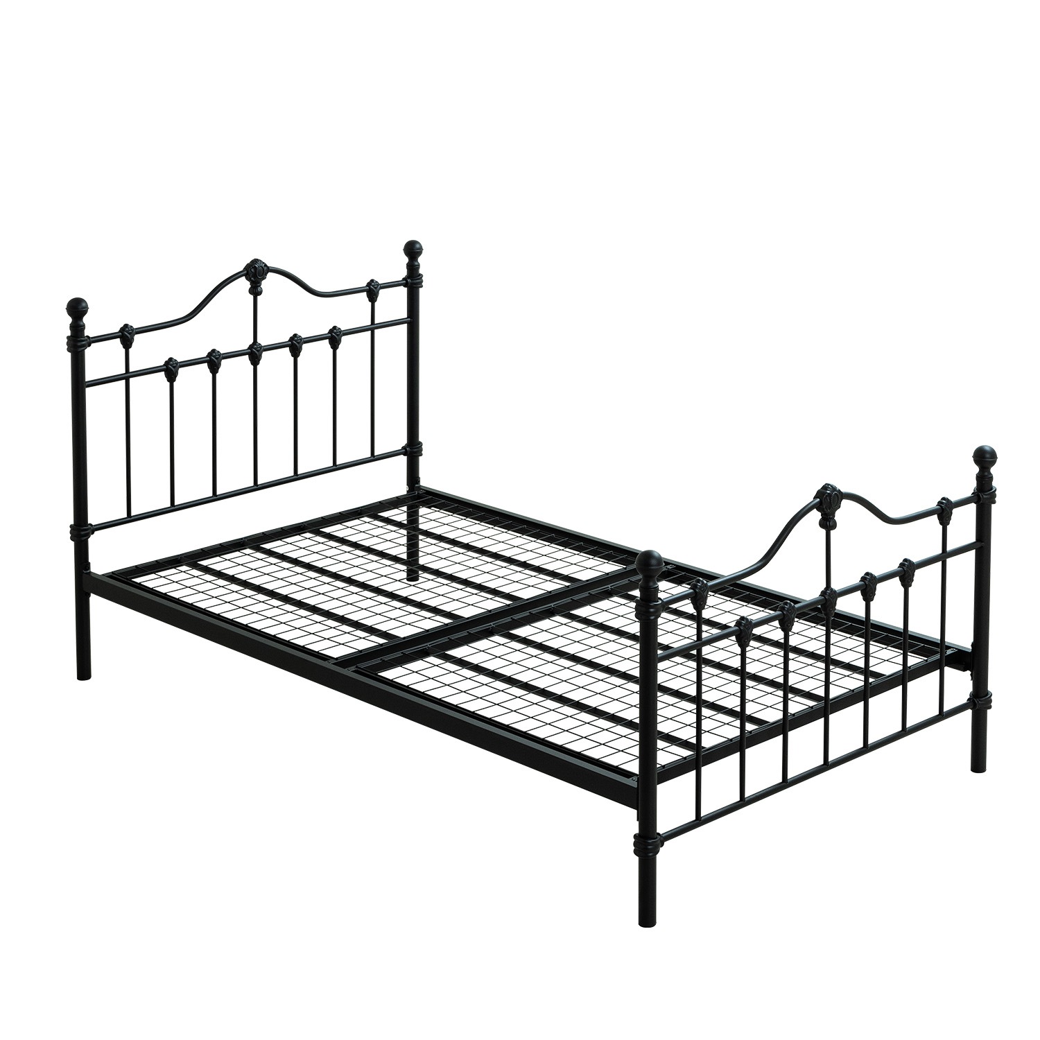 セミダブル ベッド パイプベッド エレガント 白 フレンチ風 ベッドフレーム 通気性 頑丈 ヨーロピアン調 アンティーク調 姫 プリンセス D