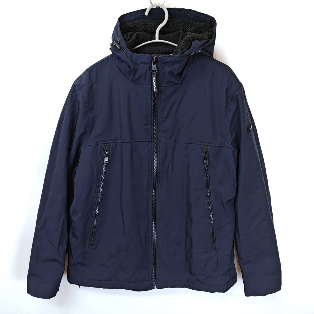 【中古】カルバンクライン ジャケット シェルパ ラインド フーデット ソフト シェル L ネイビー CM105270 メンズ Calvin Klein 裏フリース