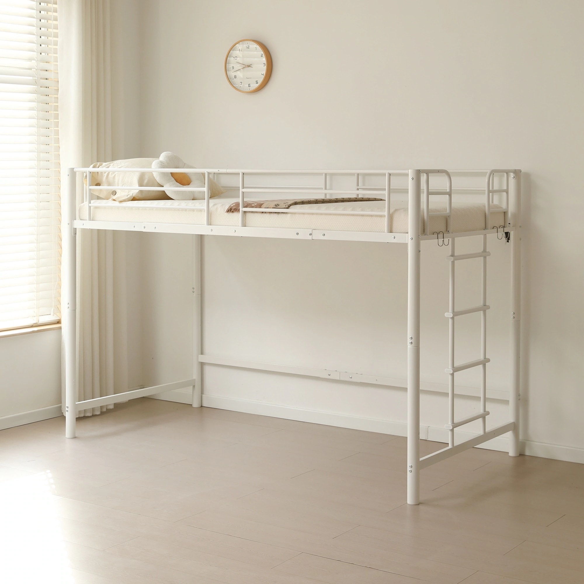 【7】【高さ140cm】ロフトベッド パイプベッド シングル 耐荷重150kg システムベッド ロータイプ ミドルタイプ 収納 大人 一人暮らし スチール