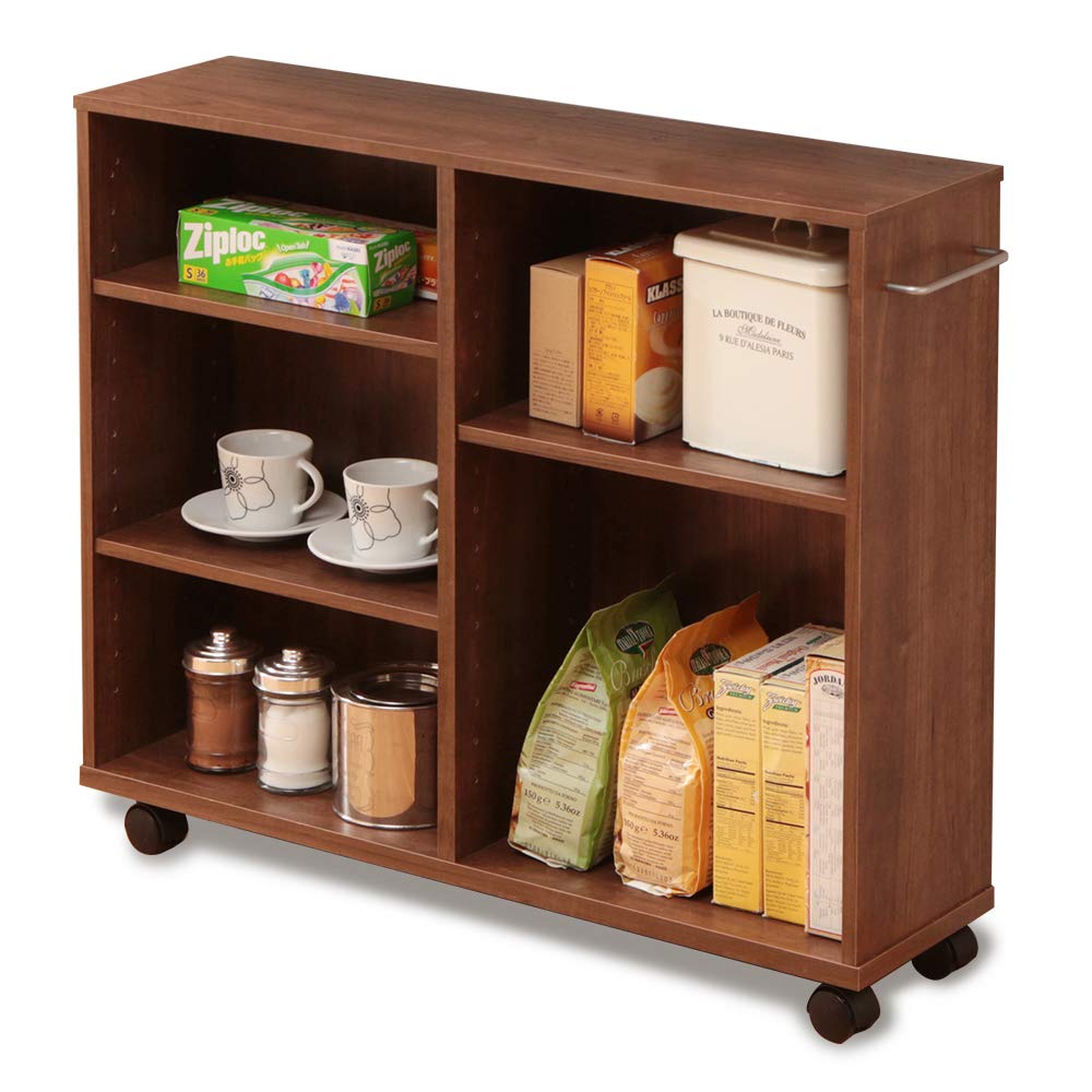 アイリスオーヤマ 棚 キッチンワゴン カート 収納 収納棚 棚 おしゃれ ラック 調味料ラック おもちゃ キッチン 収納 棚 カート 本棚 幅75×奥行20×高さ65cm 取っ手 キャスター付き ブラ