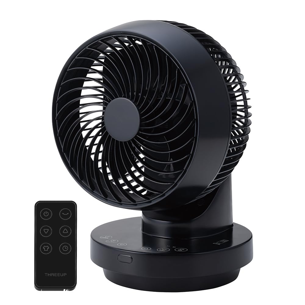 スリーアップ 18畳 分解して洗える 多機能 上下左右 自動首振り 360 リモコン付 DCモーター 3Dスイング ターボ サーキュレーター ブラック CF-AZ0693BK