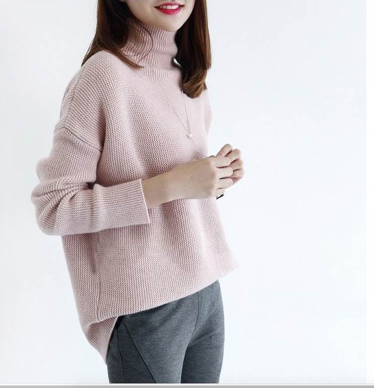 ニット プルオーバーレディース セーター ハイネック 長袖 ルーズ シンプル カジュアル 萌え袖 上品 無地 OL 通勤 通学 学生 デート お出かけ 厚手ニット 清楚 2XL グレー 青 ボルドー 5,790円