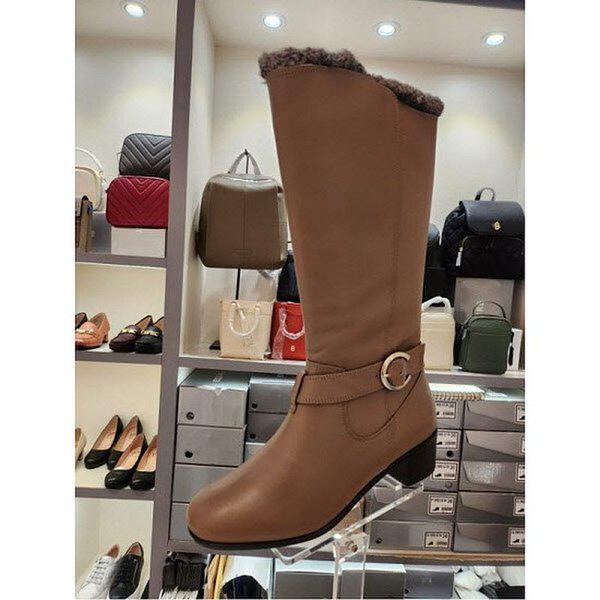 女性用フェイクファーハーフブーツ 4CM(EQDWBG916BR) (P003709234)