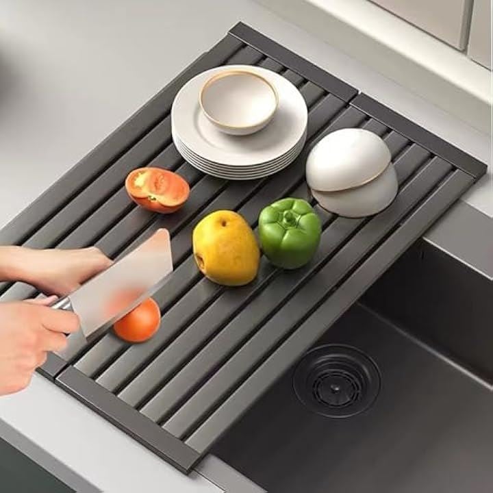 食器水切りラック 調理台 32~60cm選択可能 42cm キッチン 収納 ステンレススチール 台所 シンク上 食器乾燥ラック ガングレー 二つ折り(42cm(シンク38cm以下))