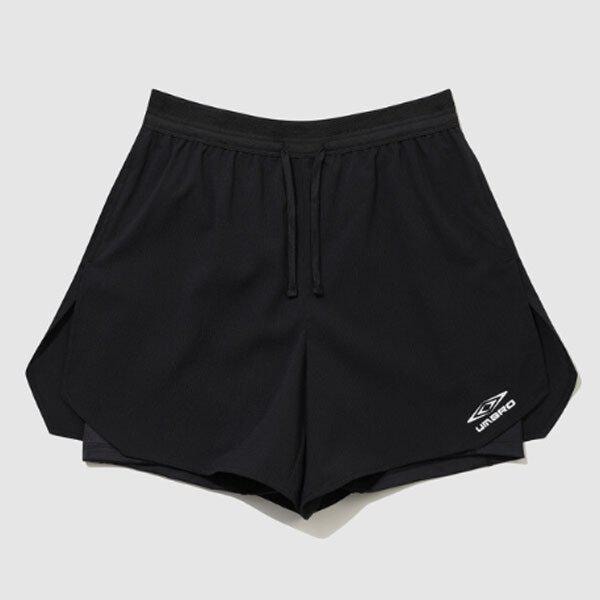 スローキック軽量レギンスツーインワン3分丈ショートパンツUR221SHP54 BLK