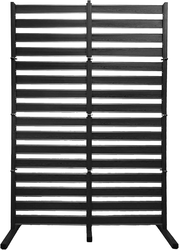 たためる フェンス アルミフェンス オレフェンス アルミボーダーフェンス (木目調ブラック) 幅120×高さ180cm 目隠し 自立式 木目調 ルーバー 衝立 屋外 固定金具 パーテーション OF