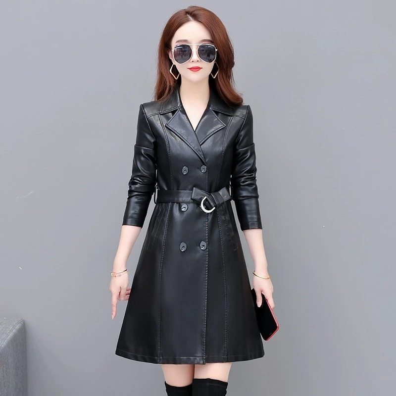 韓国新商品　レザーコート 皮コート 秋服 ライダースジャケット 防寒アウター トレンチコート ロングコート 革ジャン PU皮 大きいサイズ 秋冬 バイクウェア 防 防寒 通勤