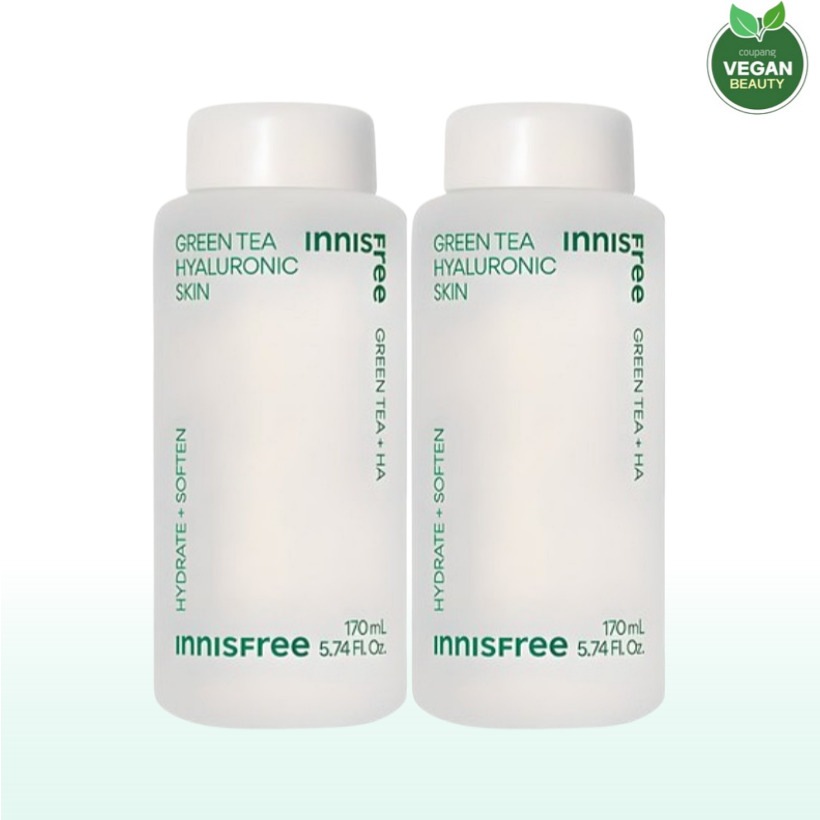 [1+1 低刺激スキン 韓国人気] グリーンティー ヒアルロン酸 スキン170ml x2本 /スキンケア おすすめ 基礎コスメ 人気トナー 韓国正規品 フェイススキン 大容量トナー