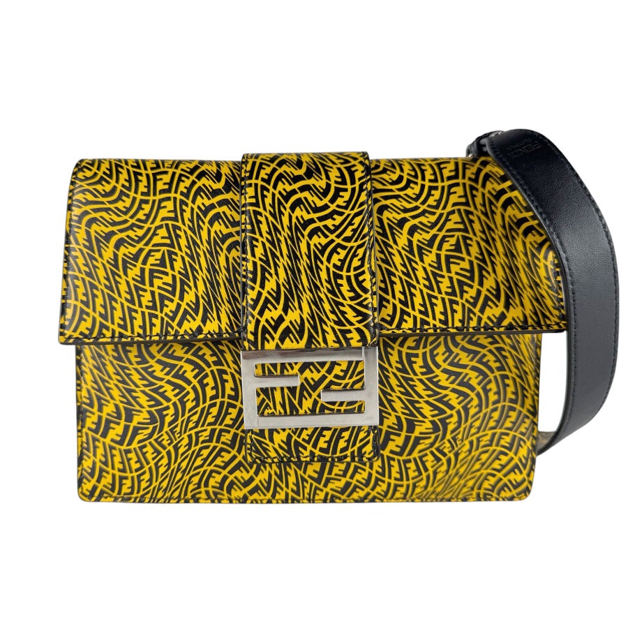 フェンディ FENDI ショルダーバッグ フラットバケット レザー イエロー/ブラック メンズ 7VA524 AFSY z9934