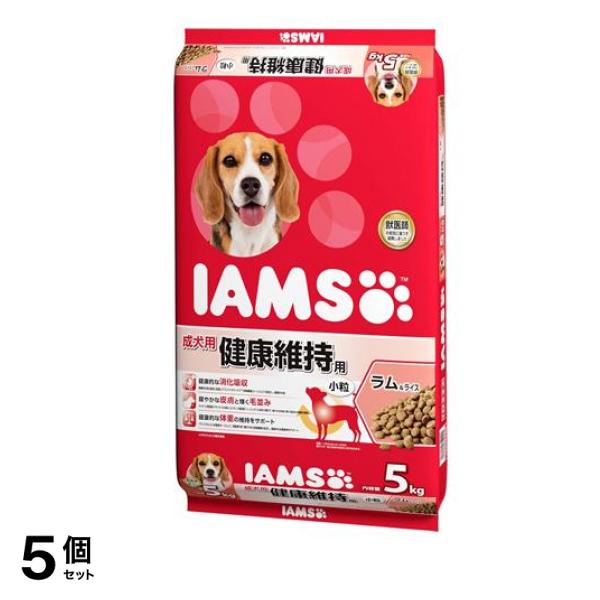 (IAMS) ドッグフード 成犬用 健康維持用 ラム&ライス 小粒 5kg 5個セット