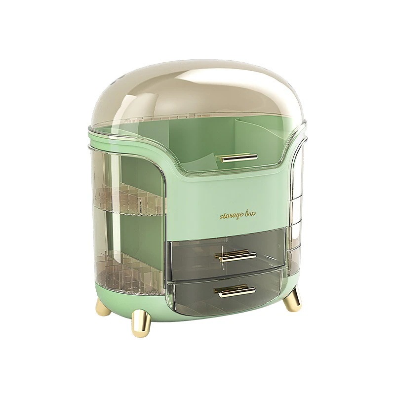 化粧品収納ボックス多機能体デスクトップ防塵口紅アクリル大容量回転スキンケアラック