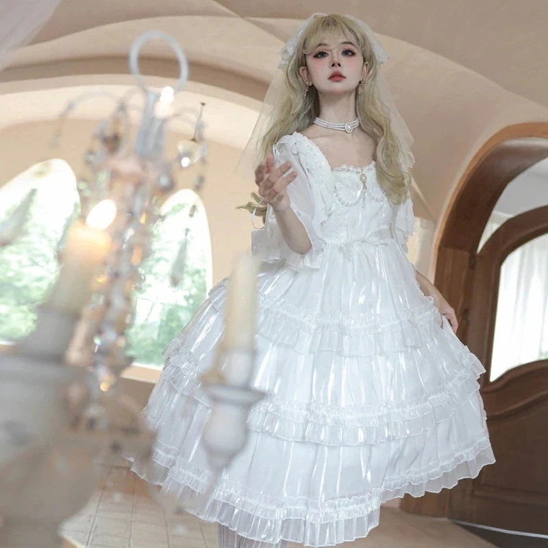 スターヤーンラブソングロリータスカートデザインjskエレガントチュチュスカート白ロリータサスンダードレス