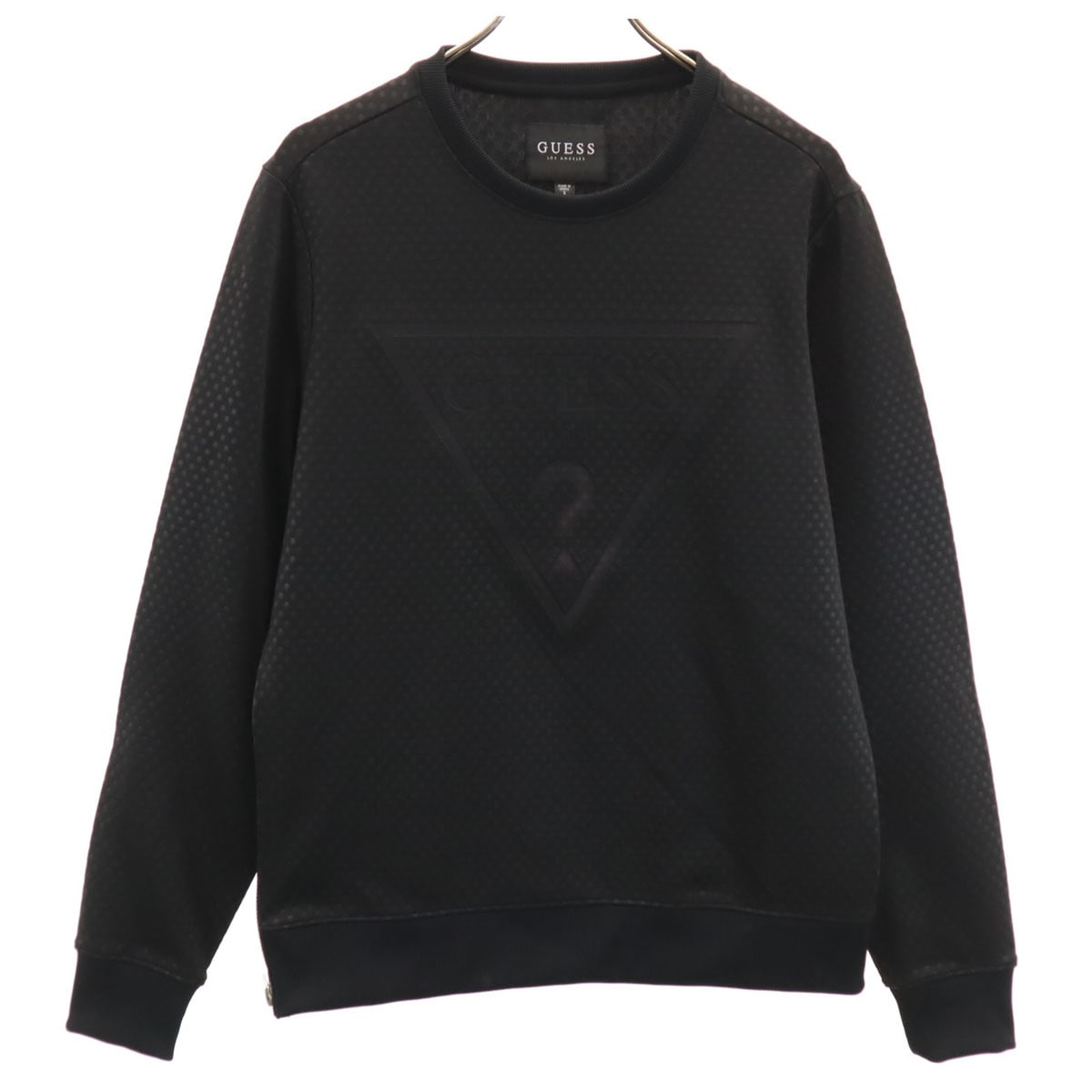 ハニカム柄 長袖 トレーナー S ブラック メンズ 古着