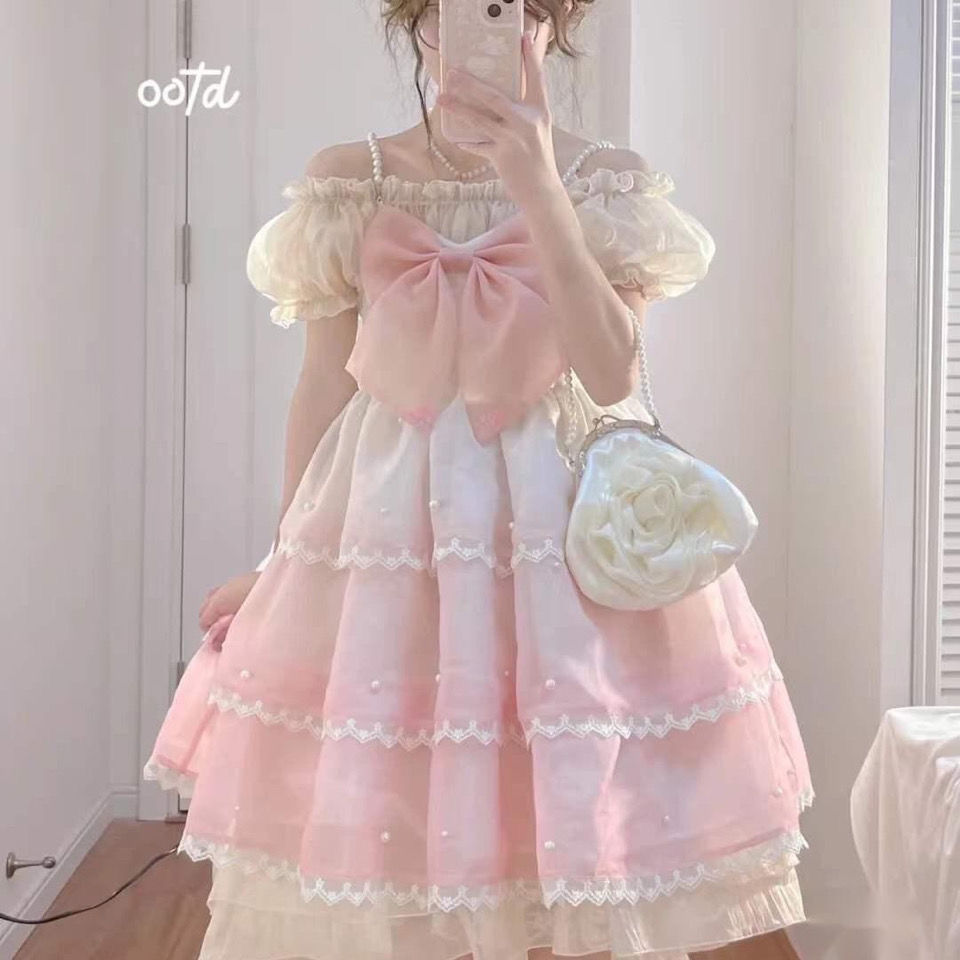 【送.料.無.料.急速発送】三段式jsk海辺真珠仙女ワンピースロリータスカート