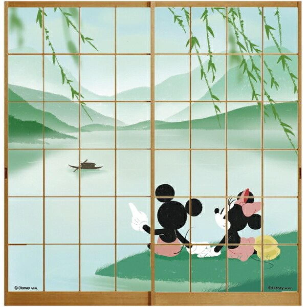 アサヒペン ディズニー ミッキー&ミニー 障子紙 NTLD-006S 92cm×182cm 2枚組用 貼り換え 和室 リメイク 簡単 張り替え ミッキー