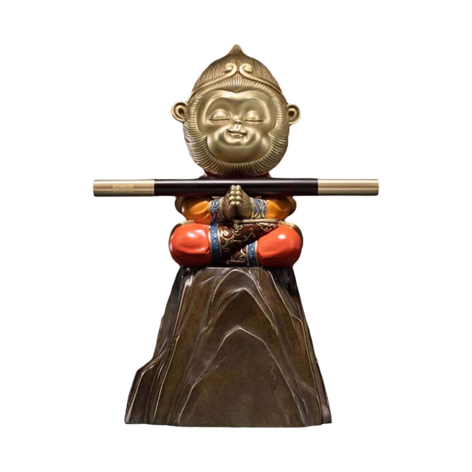 TONGSHIFU 孫悟空 14CM級 斉天大聖 孫行者 フィギュア モンキーキング 座り姿 置物 インテリア 縁起物 厄除け 吉祥開運 コレクション 銅製 彫刻 金運 アップ 模型 贈り物