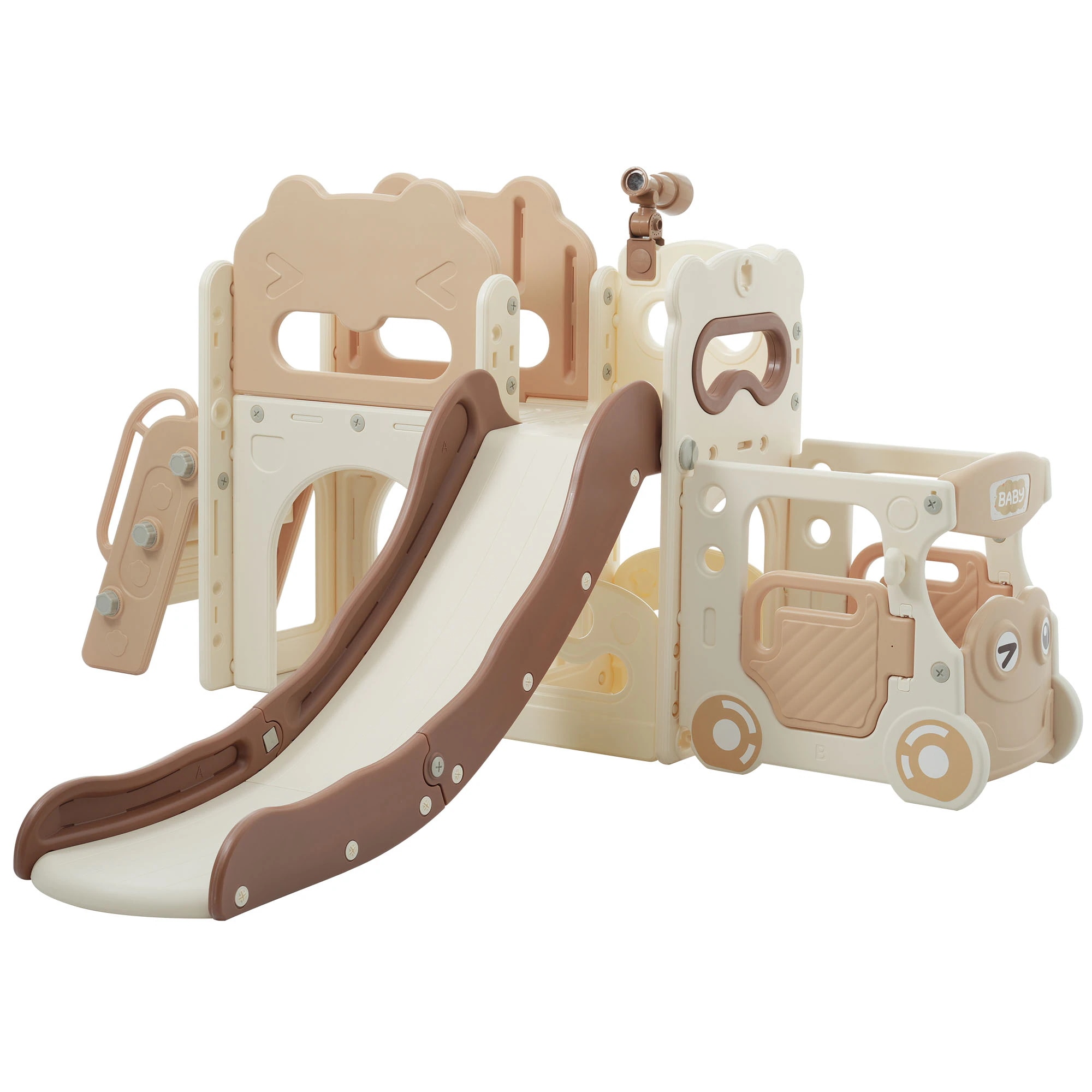 【ベ 滑り台&運転ごっこ キッズ 女の子 室内 男の子 遊具 1-5歳 室内遊具 7in1 D滑り台 組立簡単 すべりだい 大型遊具 屋内 キッズパーク すべり台 スウィング バスケットゴール 家庭用