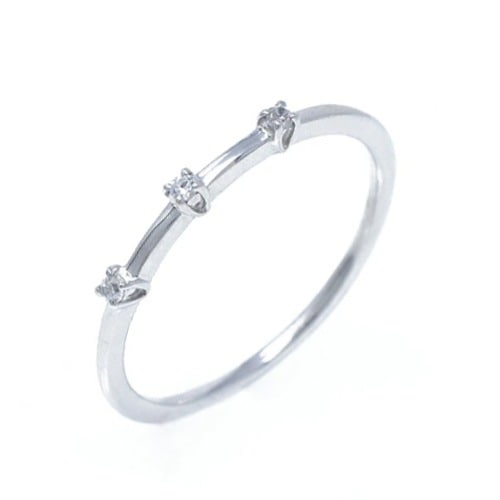 5石 プラチナ仕上げ ハートキューピッド ウェーブライン指輪