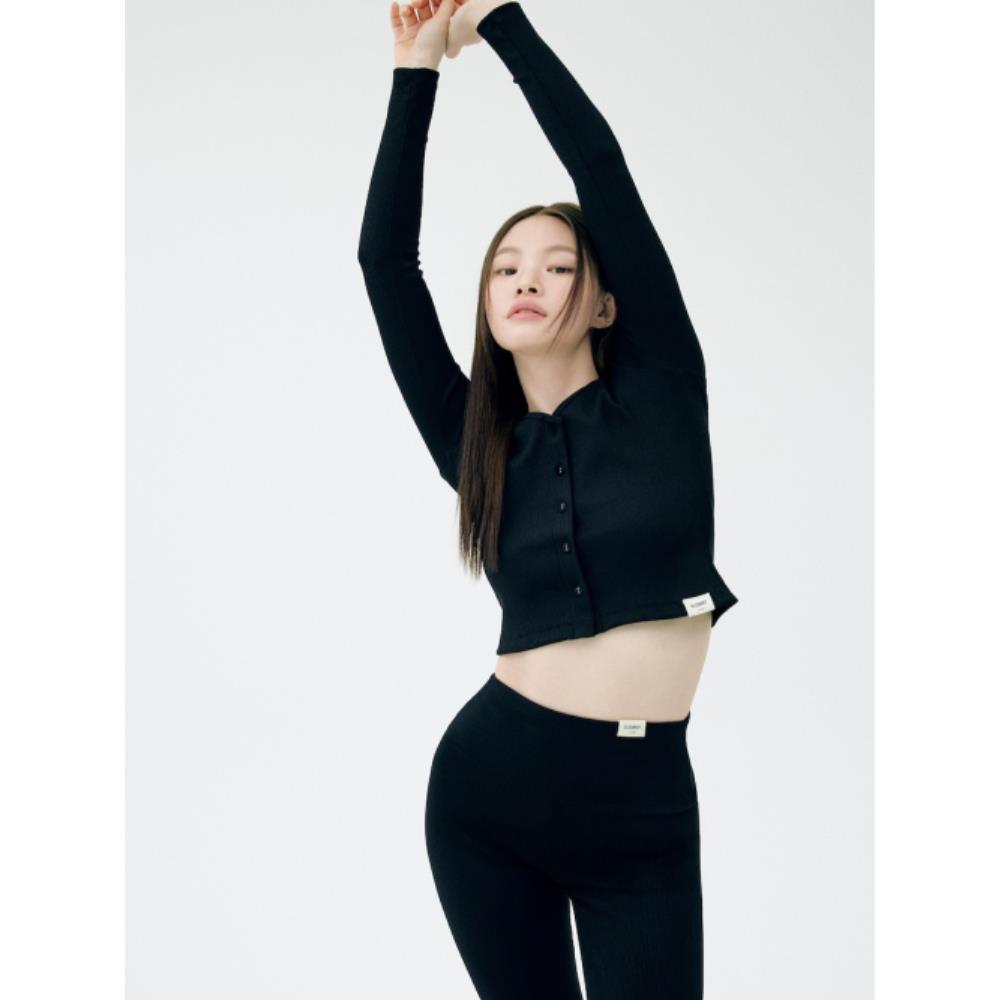 GLOWNY G CLASSIC RIB VNECK CARDIGAN BLACK GY23CLBCD002BK