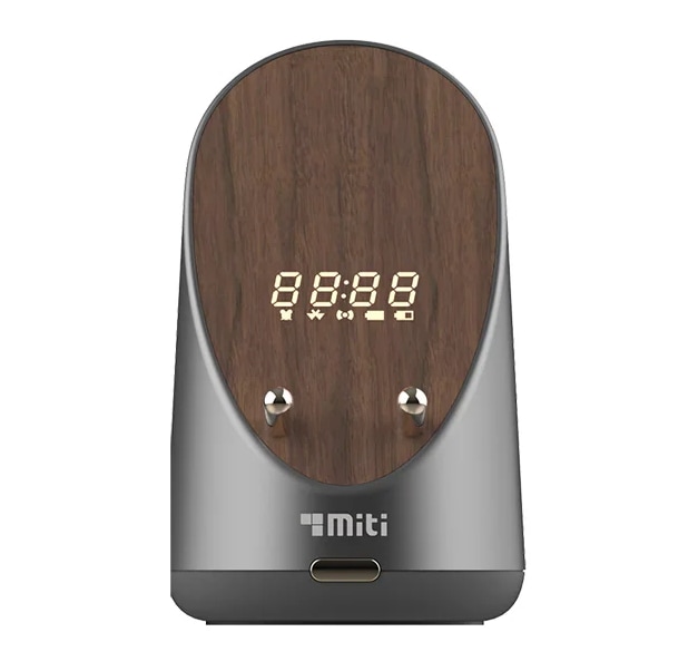 スマホスタンド ワイヤレス充電 多機能充電器 卓上時計デジタル 時計 目覚まし時計 スマートフォ ン　インダクタンススピーカー付 き非接触充電器 (木目スタイル）