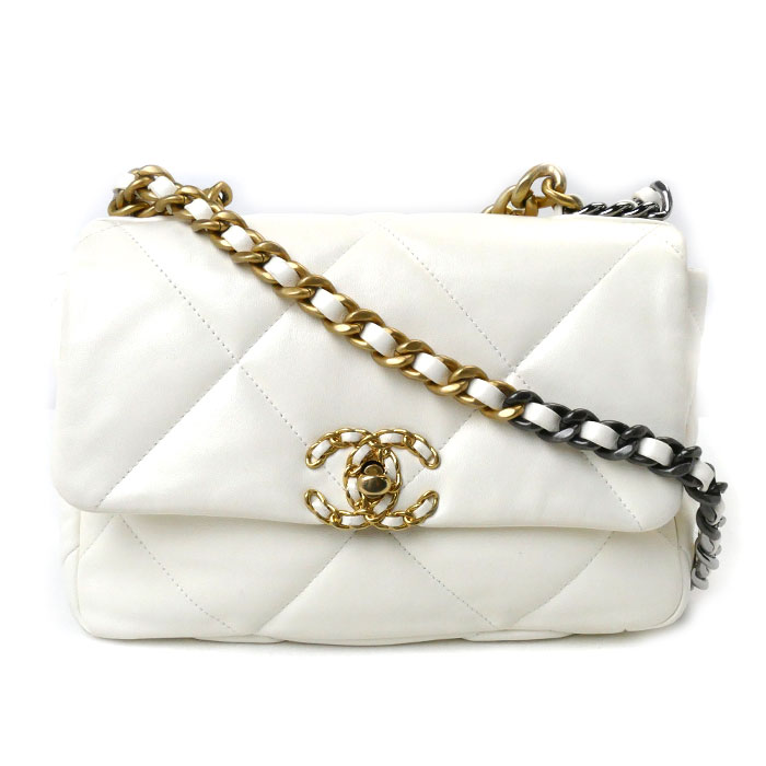 CHANEL シャネル シャネル19 チェーンショルダー ショルダーバッグ ホワイト クリーム系 AS1160 レディース 中古