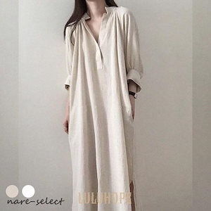 【超お得1つ買うと10個もらえる】2025年新品の発売春 夏 シャツワンピ レディース 長袖ワンピース Vネック ロングシャツ オーバーサイズ リネンワンピース 体型カバー シャツワンピース 秋 長袖