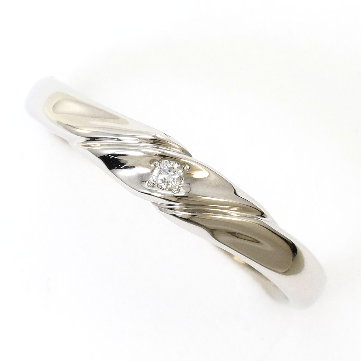 PT950 プラチナ リング・指輪 16号 ダイヤモンド 0.02 ct 総重量約4.6g 中古