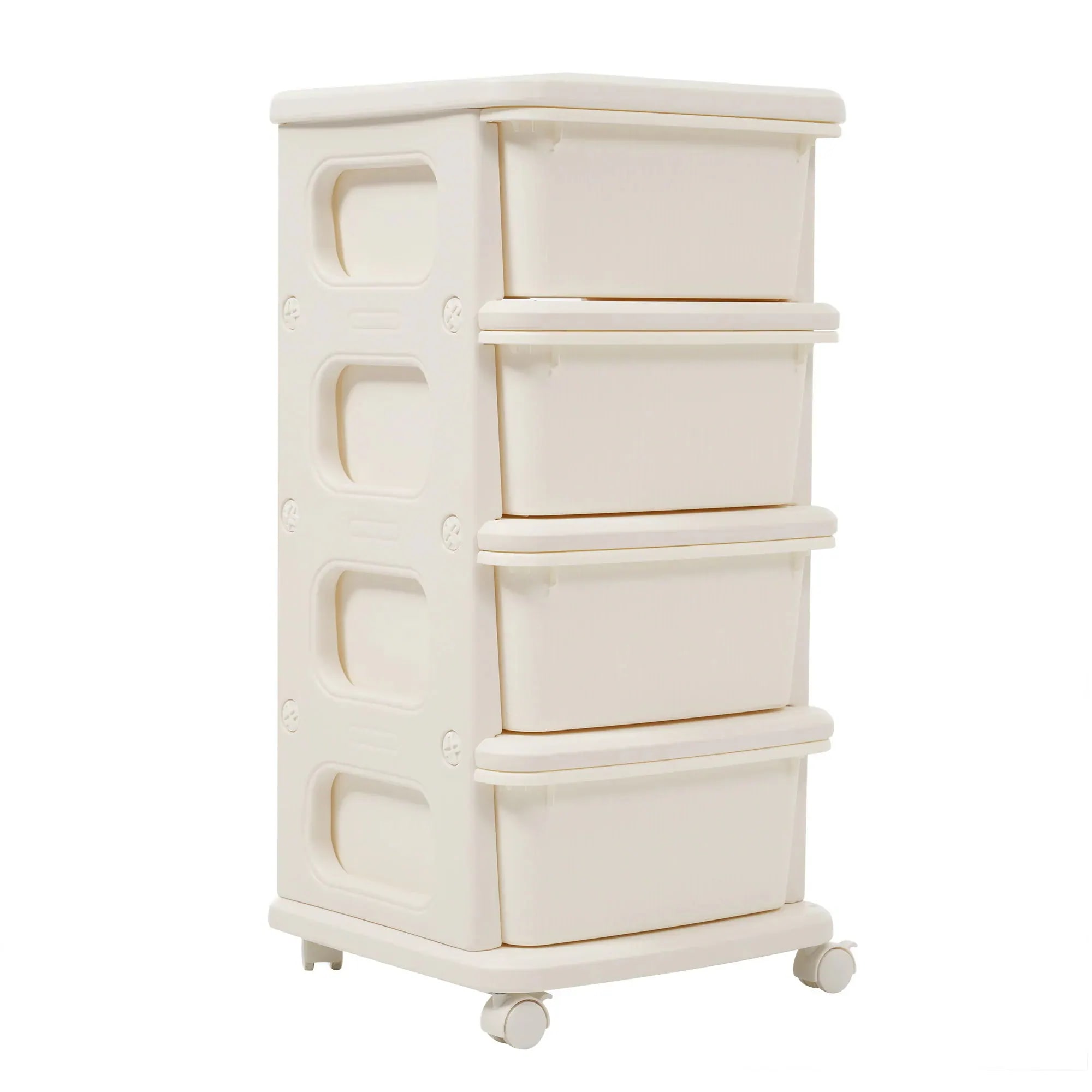 【ホワイト・4段】ナイトテーブル 収納ワゴン 収納 ラック サイドワゴン ドレッサー ストッカー インテリア