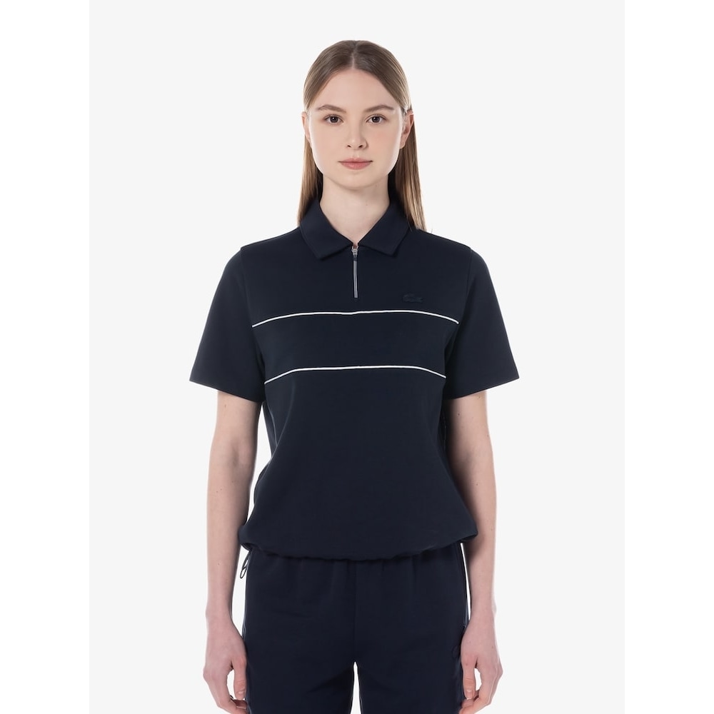 LACOSTE 女性用ハーフジップアップショートスリーブスウェットシャツ SF323E-54G HDE Q2NSF323E-54GHDE