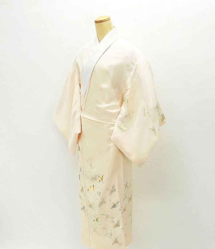 長襦袢 正絹 舞鶴模様 身丈130cm 裄丈63cm 絵羽長襦袢 リサイクル 中古 着物 i0602 9,600円