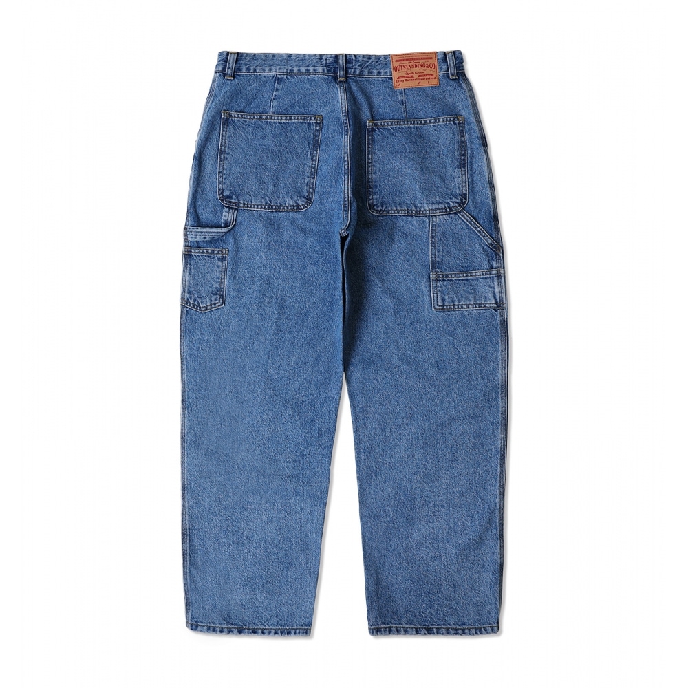 抜群のルーズフィットカーペンターデニムパンツ_ウォッシュドデニム