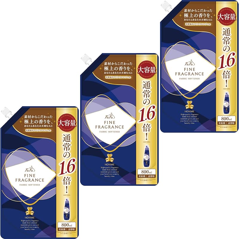 ファーファ ファインフレグランス 柔軟剤 オム 詰め替え ８００ｍｌ【３個セット】