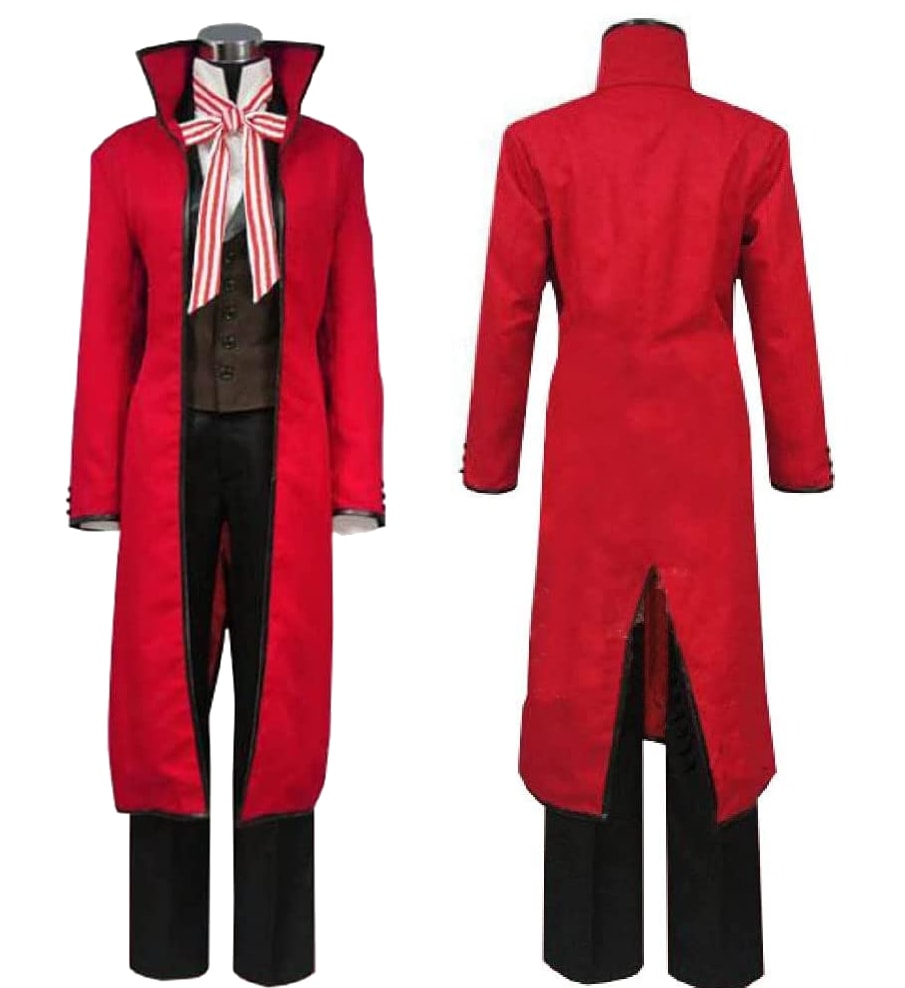 コスプレ衣装 黒執事 グレル サトクリフ 赤ver メガネ付き イベント パーティー 変装 演出服 祝日 贈り物 クリスマス パーティー 文化祭