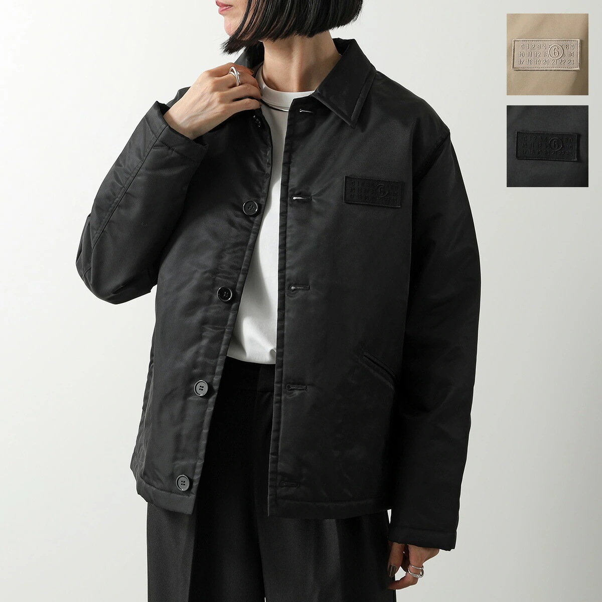 MM6 KIDS エムエムシックス メゾンマルジェラ キッズ ジャケット M60836 MM03B パテッド ナイロン コーチジャケット ロゴ刺繍パッチ カラー2色