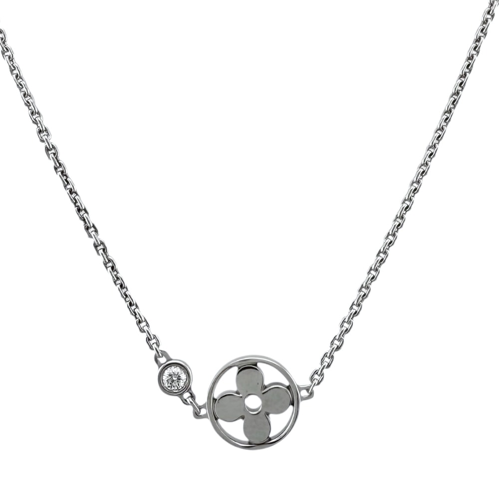 ルイヴィトン パンダンティフモノグラム ネックレス 18金 K18ホワイトゴールド ダイヤモンド LOUIS VUITTON 中古 美品