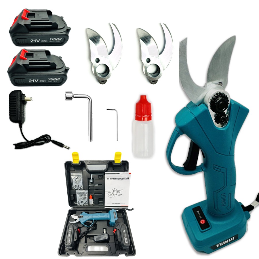 電動ハサミ コードレス 充電式 切断直径30mm 庭木/枝切り/果樹用 剪定鋏 園芸用剪定用具 バッテリー2個替え刃4枚付属【翌日発送】