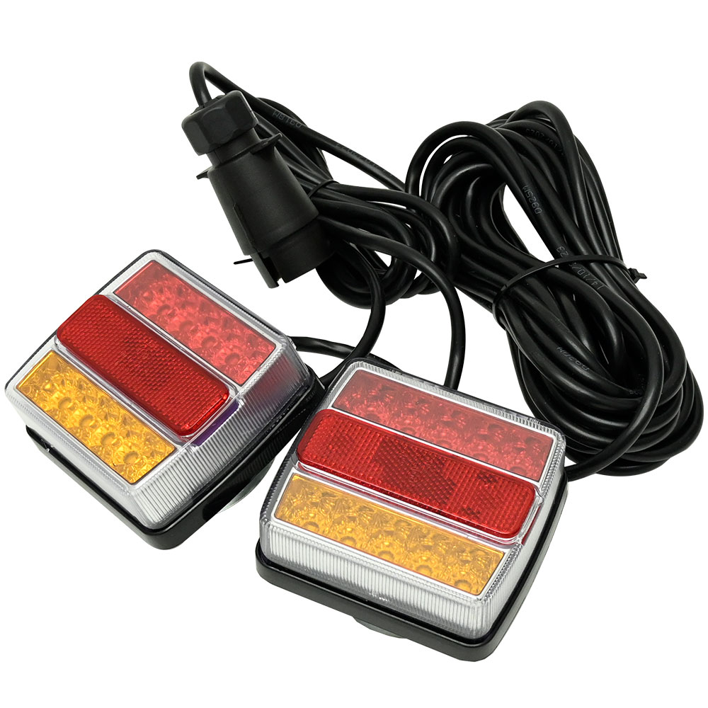 トラック 車 汎用 LED テールランプ マグネット式 12V 7ピン カプラー ライト ウインカー トレーラー ヒッチメンバー ブレーキランプ 左右セット 船 7局