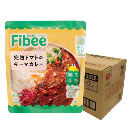 ミツカン Fibee 完熟トマトのキーマカレー 20食 発酵性 食物繊維 レンジ 調理可 中辛 レトルトカレー ファイビー