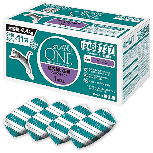 【Amazon.co.jp限定】ピュリナ ワンキャット 室内飼い猫用 インドアキャット チキン 4.4ｋｇ(400g11袋入)
