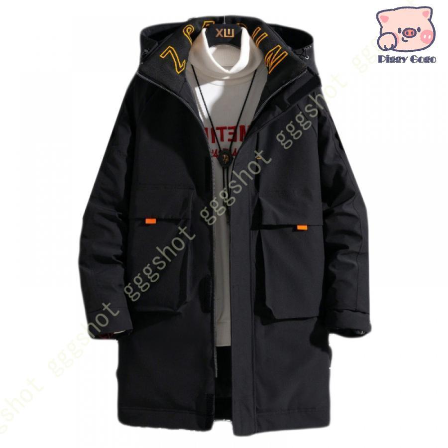 冬の新作ダウンジャケット メンズ ダウンコート ベンチコート ストリート フード付き 軽量 保温 アウター 防寒 防風 冬服 冬 彼氏 男性 ジャンパー おしゃれ あったか