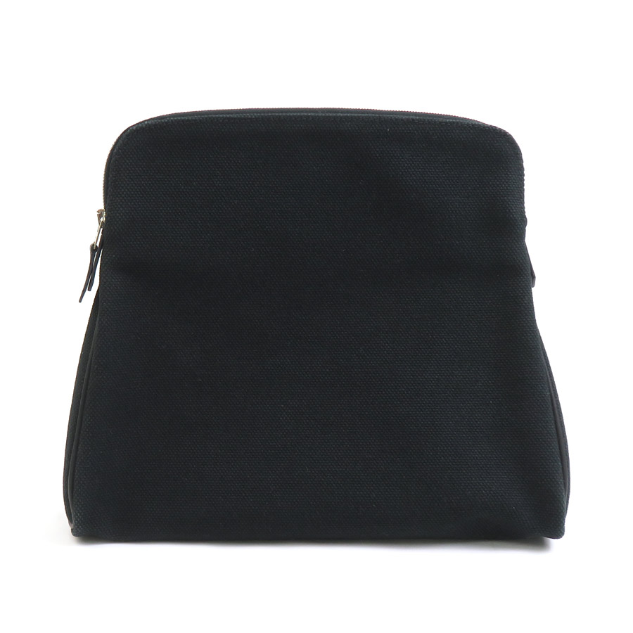 エルメス HERMES ポーチ キャンバス ブラック シルバー ユニセックス w0945g