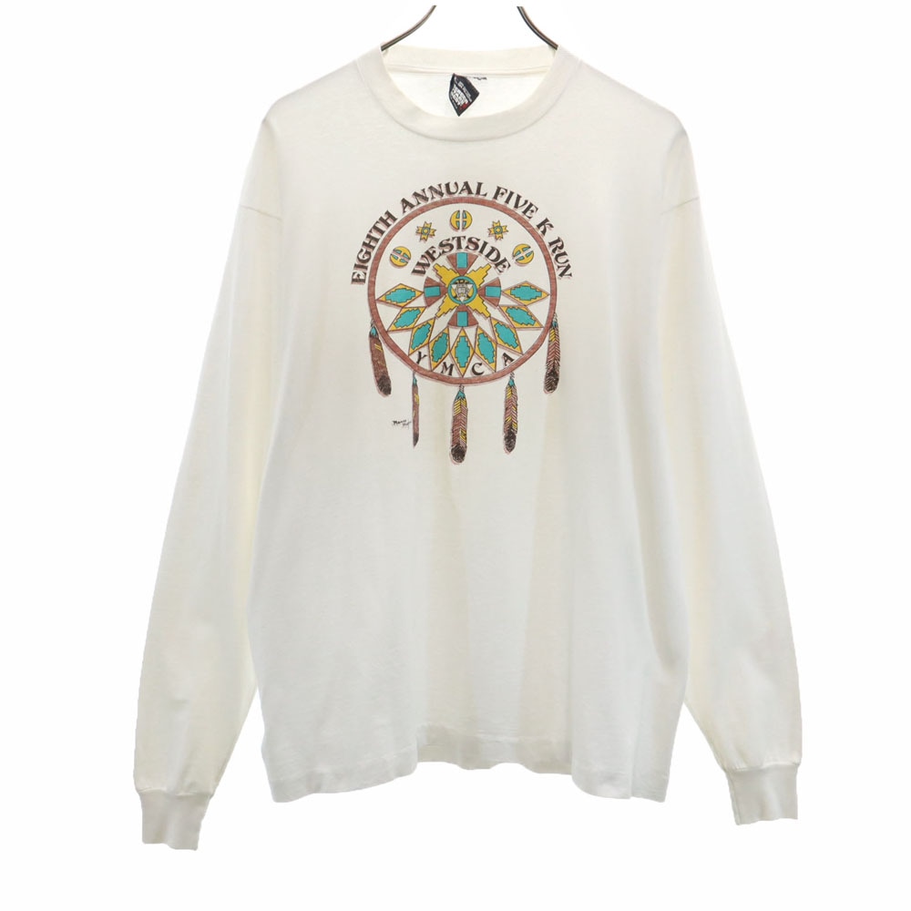 スクリーンスターズベスト 90s USA製 オールド ネイティブプリント 長袖 シングルステッチ Tシャツ SCREEN STARS BEST メンズ