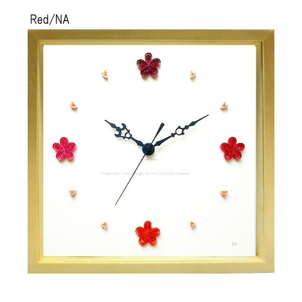 壁掛け時計 おしゃれ 花びら 草花 木枠 アート かわいい 北欧 ナチュラル 素朴 ハンドクラフト ウォールクロック