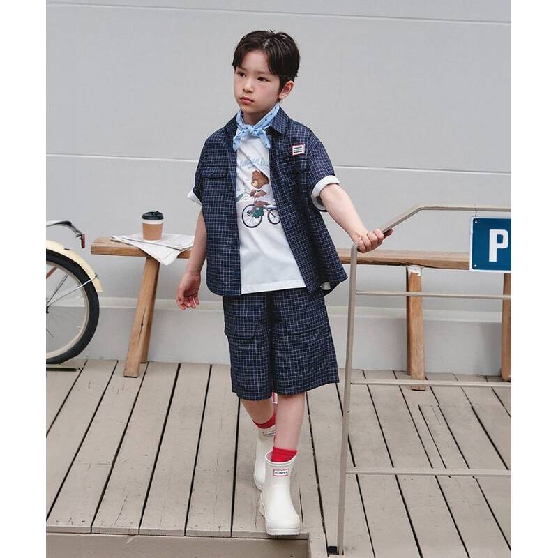 ビーンポールキッズ BEANPOLE KIDS [ハンター HUNTER] シーサーカーチェック半ズボン グリーン (BI6625U90M) BI6625U90M 423110