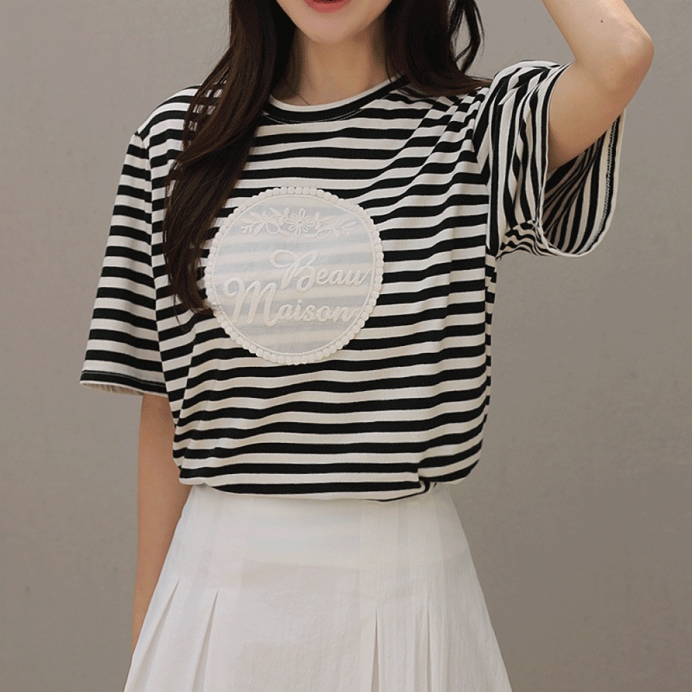 クリック&ファニーモレースストライプ Tシャツ