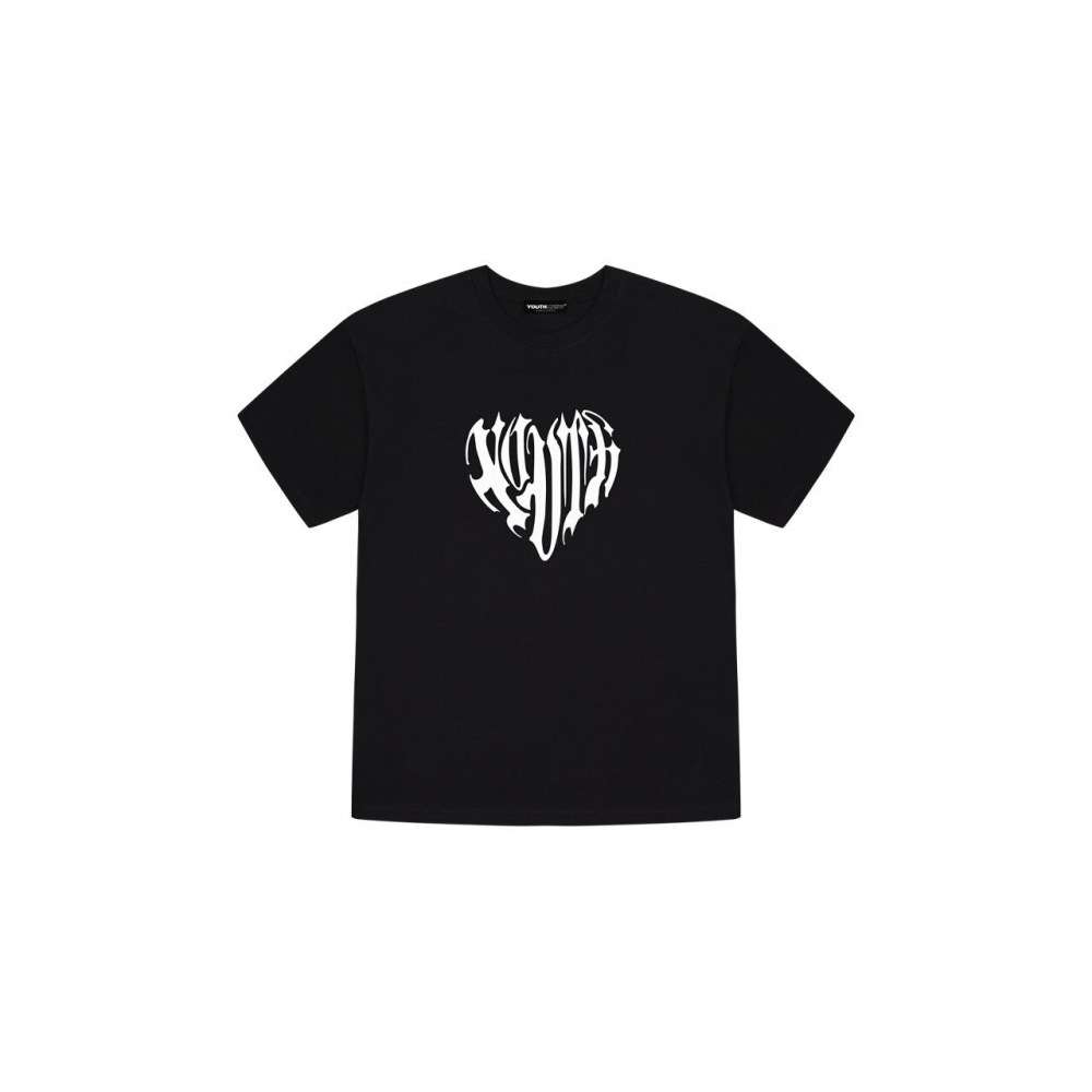 ユースクルーYK ユースハート T シャツブラック