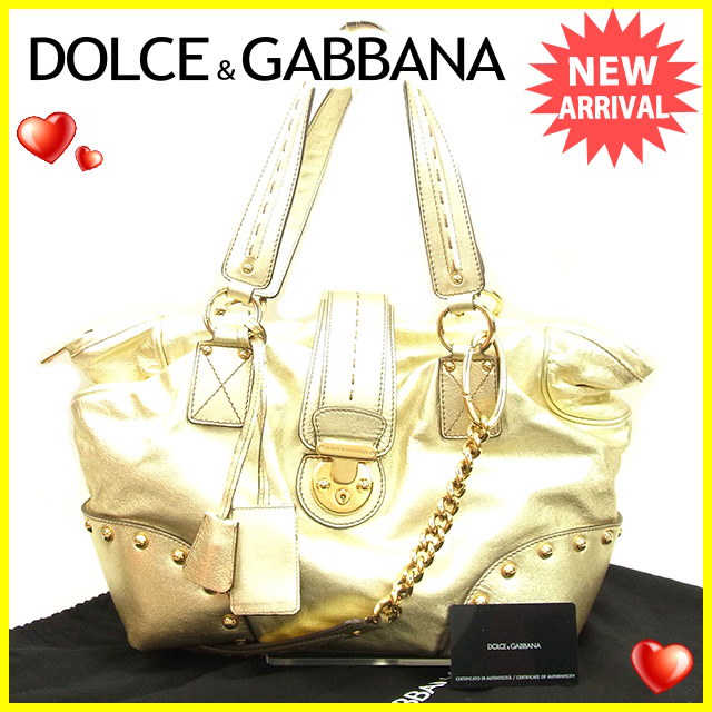 ドルチェ&ガッバーナ DOLCE & GABBANA ショルダーバッグ 2WAYショルダー レディース ゴールド レザー×ゴールド素材 人気 良品 【中古】 T443 . ドルチェ&ガッバーナ DOLCE & GABBANA ショルダーバッグ 2WAYショルダー レディース ゴールド レザー×ゴールド素材 人気 良品 【中古】 T443 .