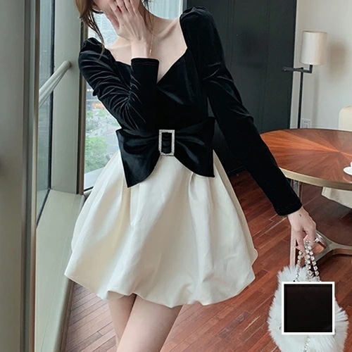 パーティードレス 結婚式 ワンピース ショート ミニ丈 オケージョン イブニング ドレス 韓国 ファッション レディース 秋 冬 ブライダル お呼ばれ コーデ 成人式 二次会 同窓会 20代