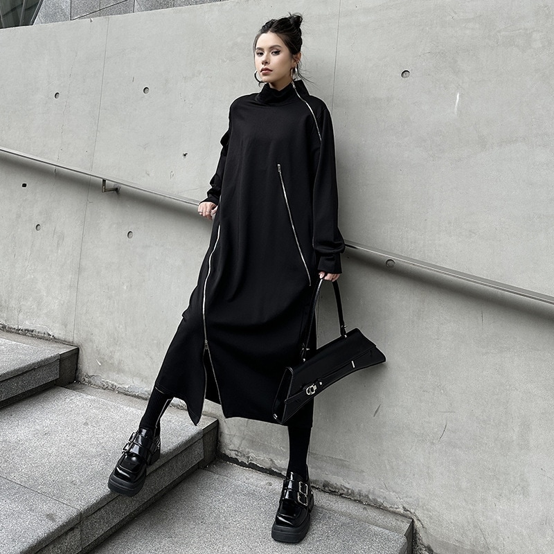 JFashion ジップドッキング 長袖 ロングワンピース レディース ワンピース 関連商品購入可能 メガ割