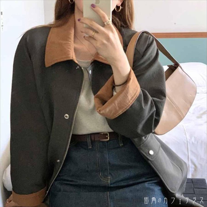 アウター ジャケットレザージャケット フェイクレザー ショート 長袖 厚手 大人可愛い 大人女子 かわいい きれいめ シンプル カジュアル こなれ感 おしゃれ コンサバ系 かっこいい